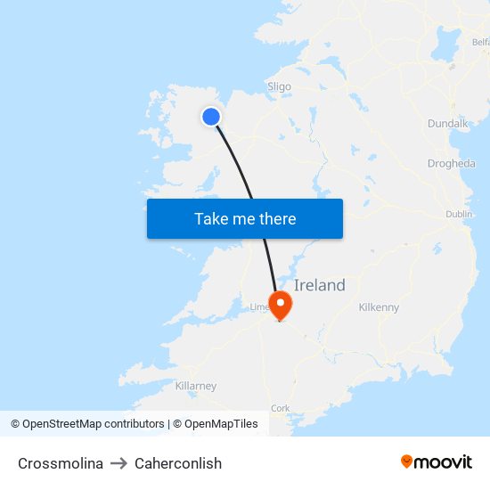 Crossmolina to Caherconlish map