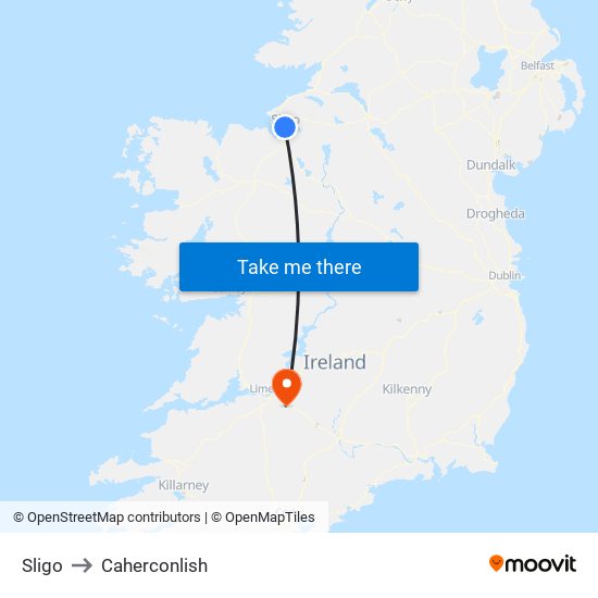 Sligo to Caherconlish map