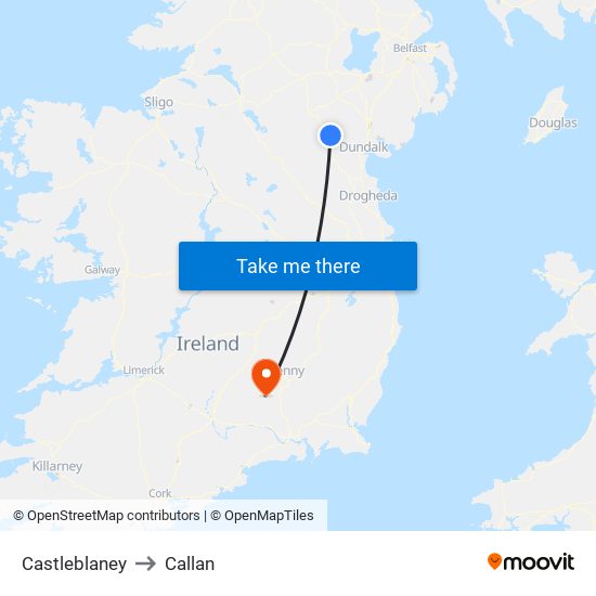 Castleblaney to Callan map