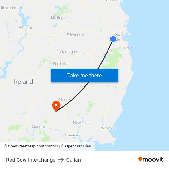Red Cow Interchange to Callan map