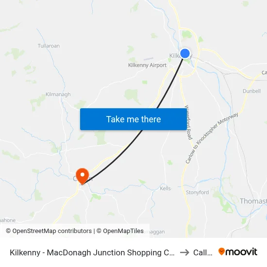 Kilkenny - MacDonagh Junction Shopping Centre to Callan map