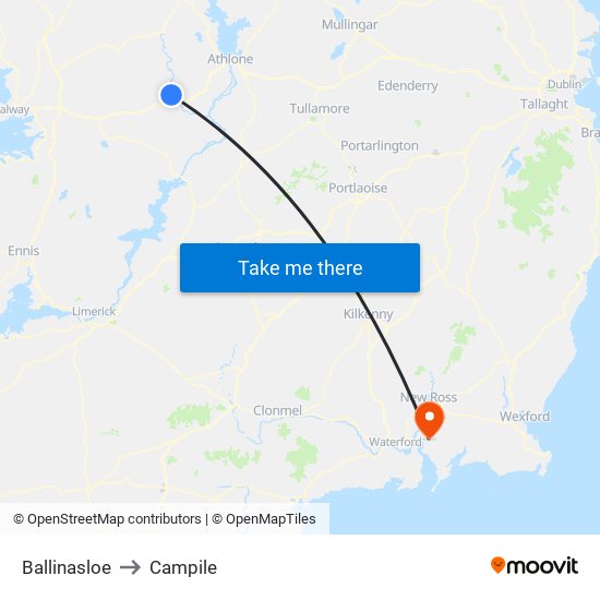 Ballinasloe to Campile map