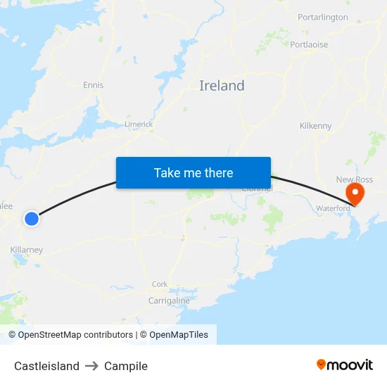 Castleisland to Campile map
