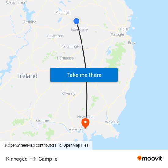 Kinnegad to Campile map