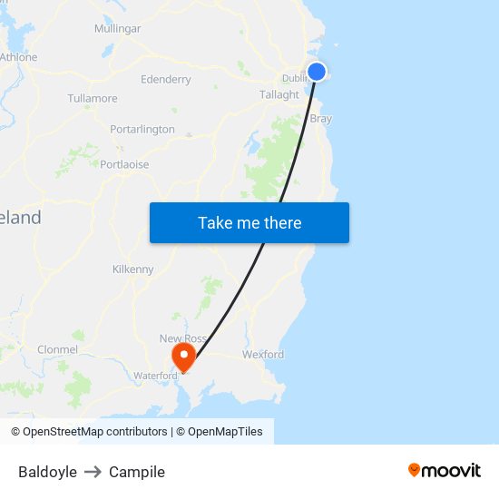 Baldoyle to Campile map