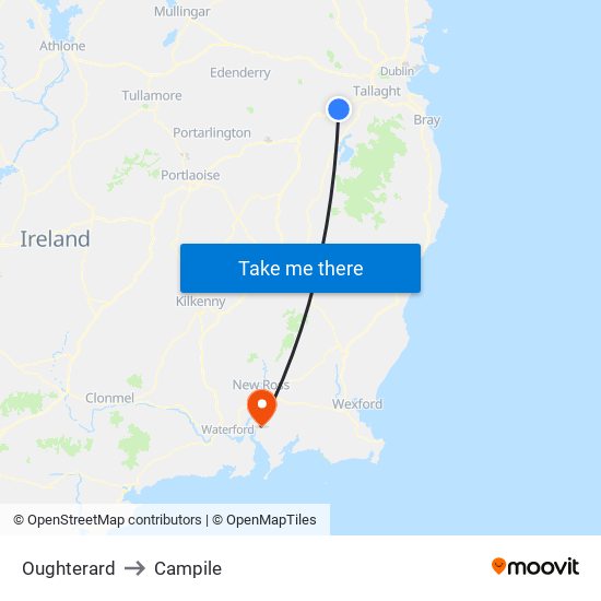 Oughterard to Campile map