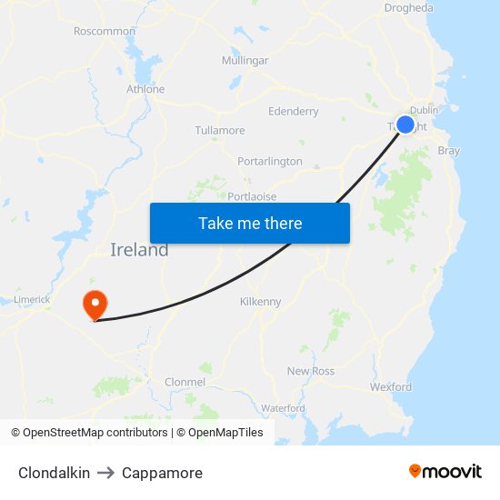 Clondalkin to Cappamore map