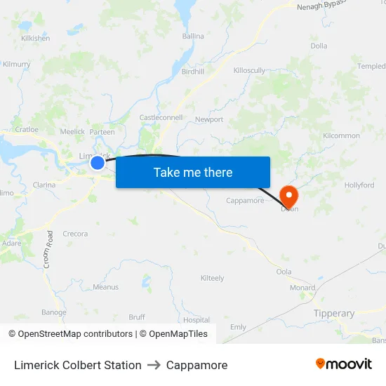 Limerick Colbert Station to Cappamore map