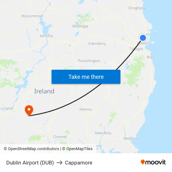 Dublin Airport (DUB) to Cappamore map