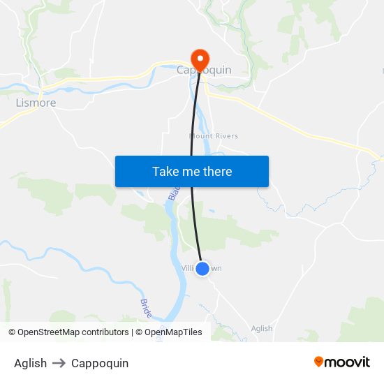 Aglish to Cappoquin map