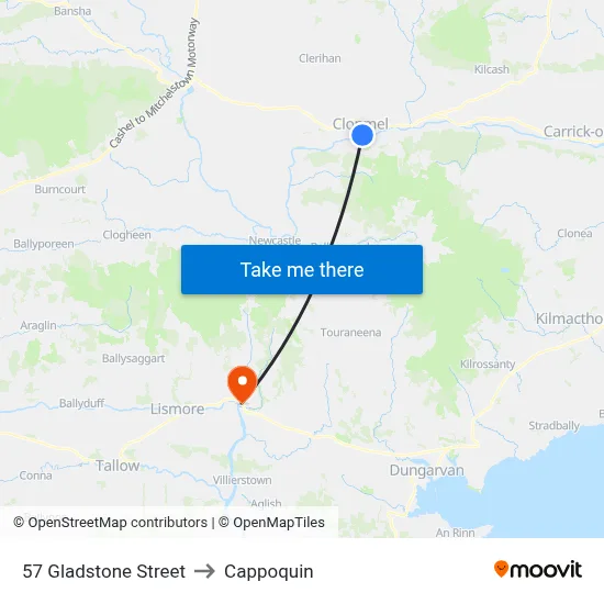 57 Gladstone Street to Cappoquin map
