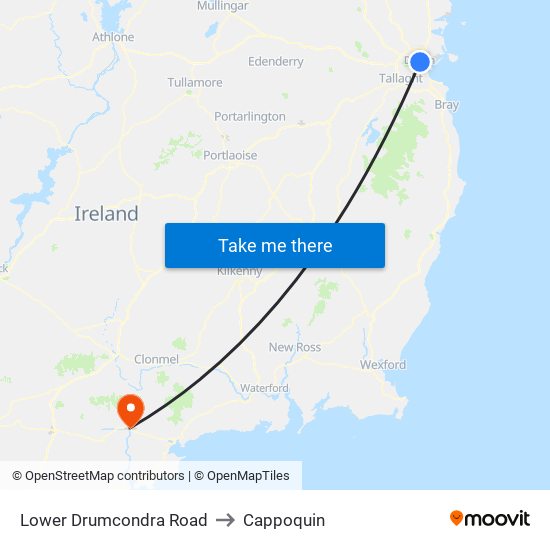 Lower Drumcondra Road to Cappoquin map
