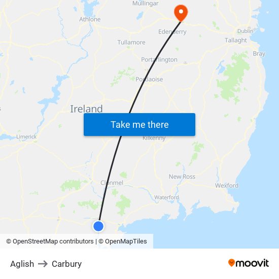 Aglish to Carbury map