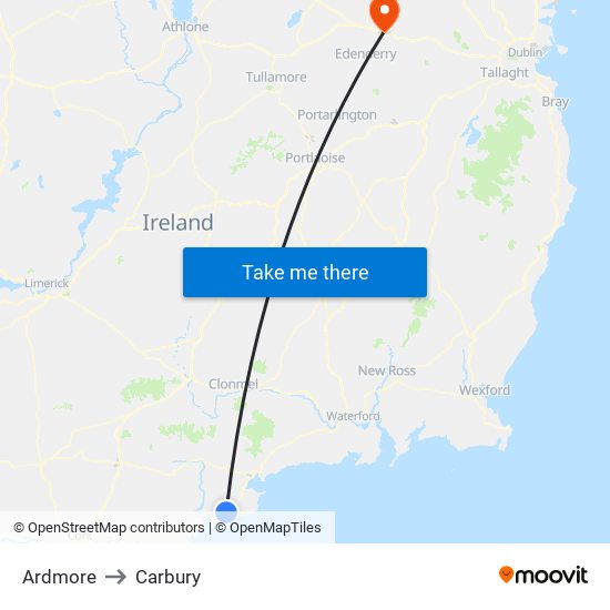 Ardmore to Carbury map