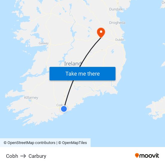 Cobh to Carbury map