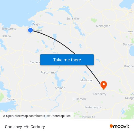 Coolaney to Carbury map