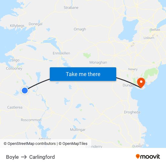 Boyle to Carlingford map