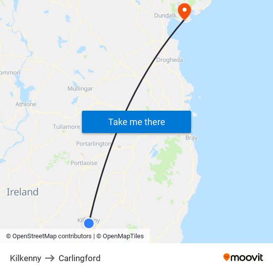 Kilkenny to Carlingford map