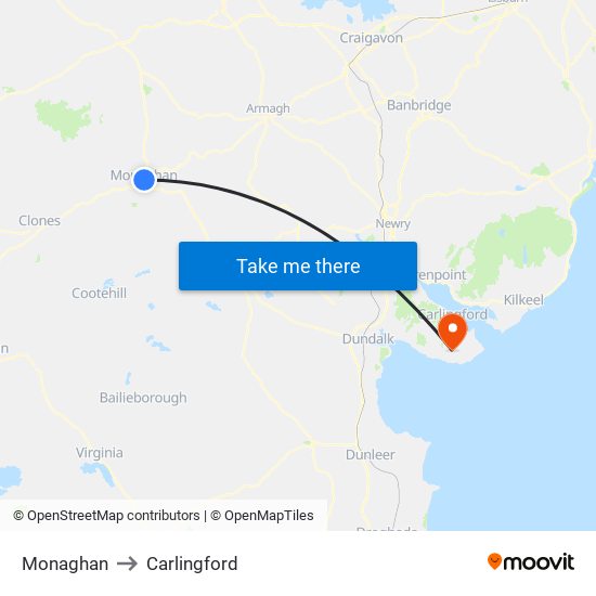 Monaghan to Carlingford map