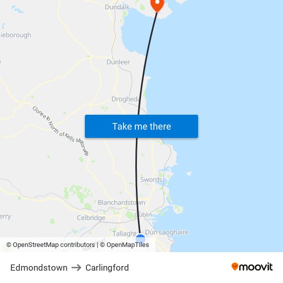 Edmondstown to Carlingford map