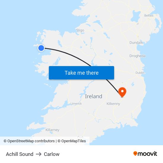 Achill Sound to Carlow map