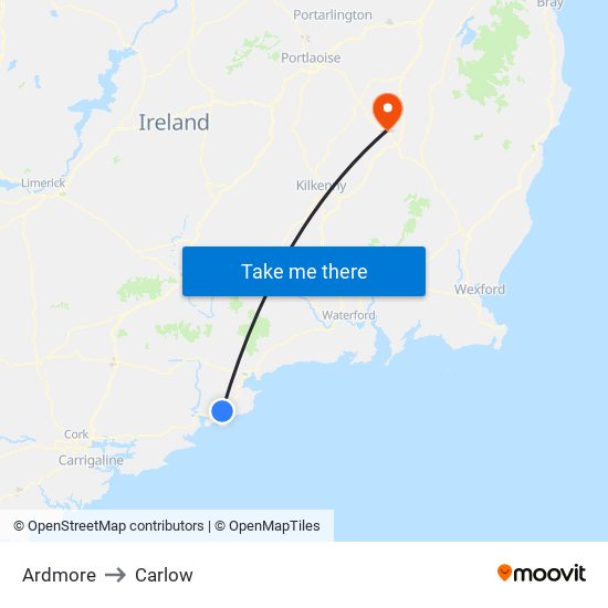 Ardmore to Carlow map
