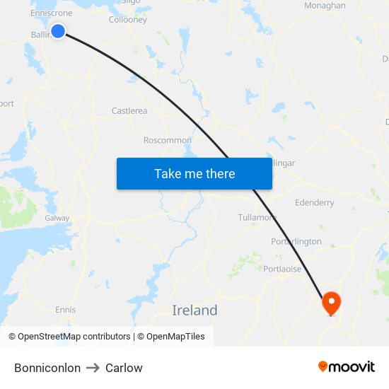 Bonniconlon to Carlow map