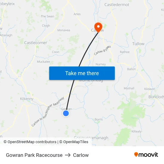 Gowran Park Racecourse to Carlow map