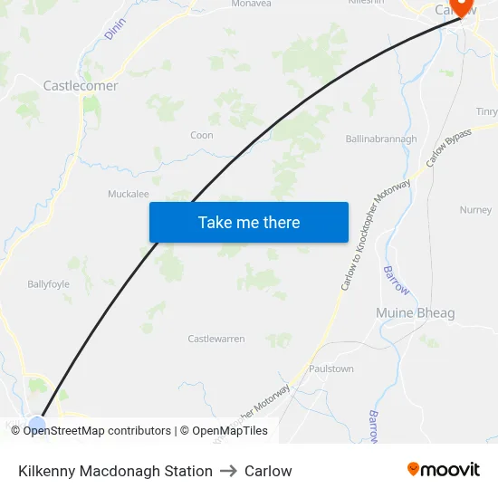 Kilkenny Macdonagh Station to Carlow map