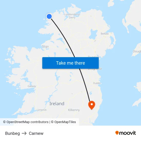 Bunbeg to Carnew map