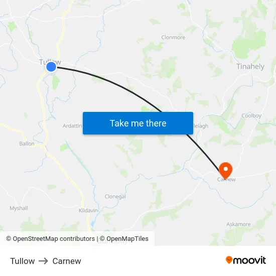 Tullow to Carnew map