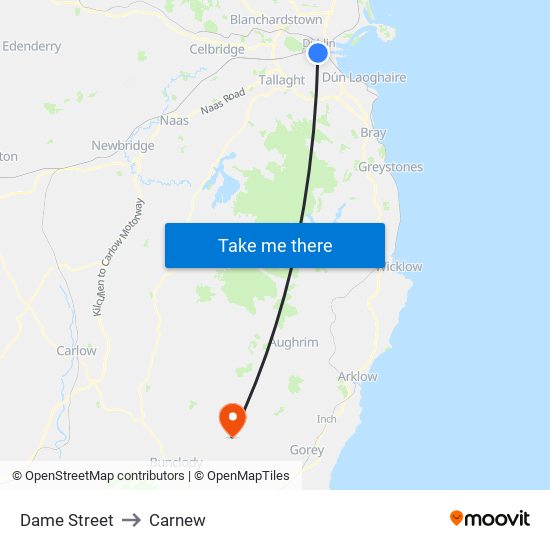 Dame Street to Carnew map