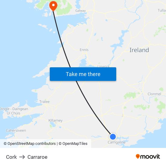 Cork to Carraroe map