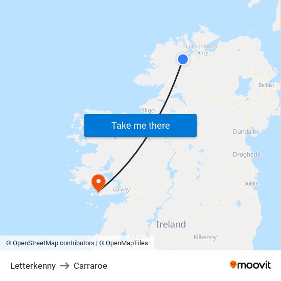 Letterkenny to Carraroe map