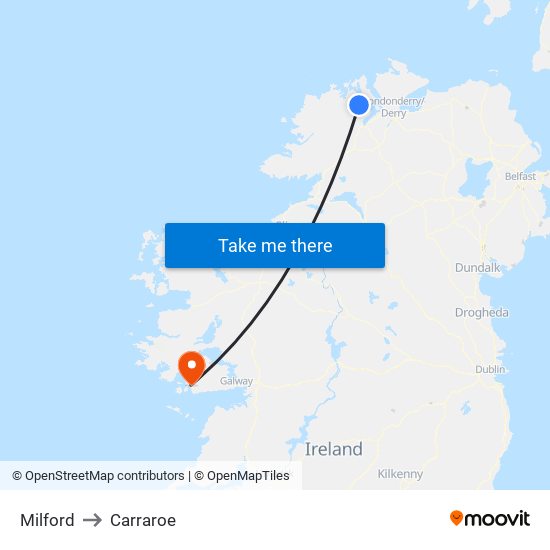 Milford to Carraroe map