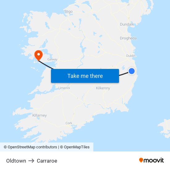 Oldtown to Carraroe map