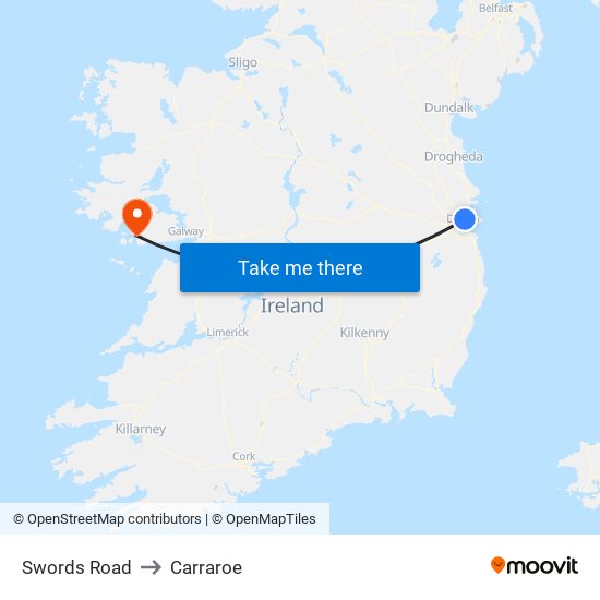 Swords Road to Carraroe map