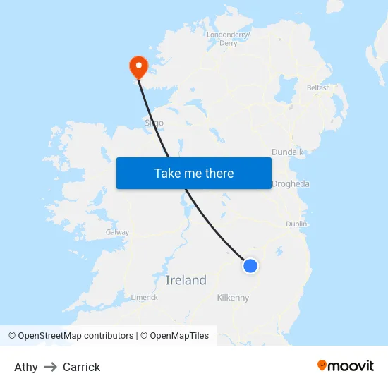 Athy to Carrick map