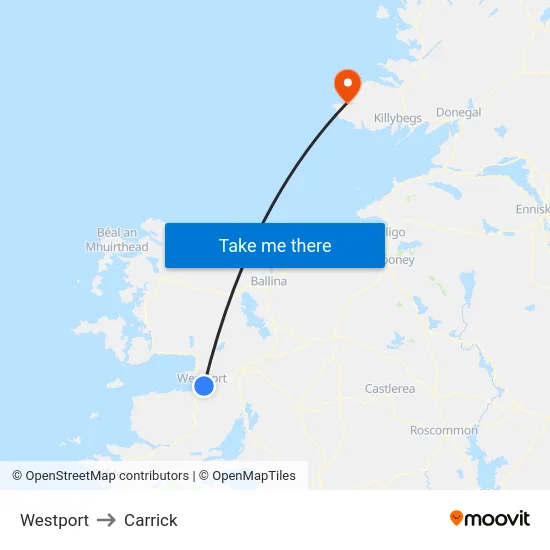 Westport to Carrick map