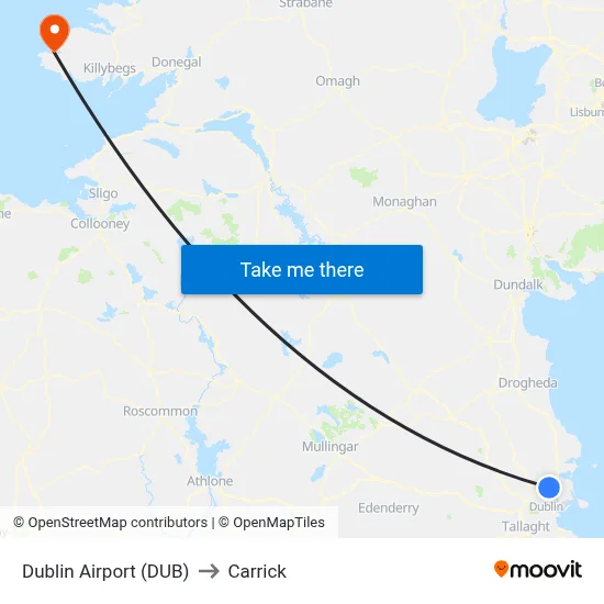 Dublin Airport (DUB) to Carrick map