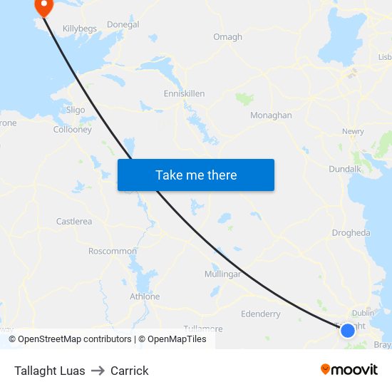 Tallaght Luas to Carrick map