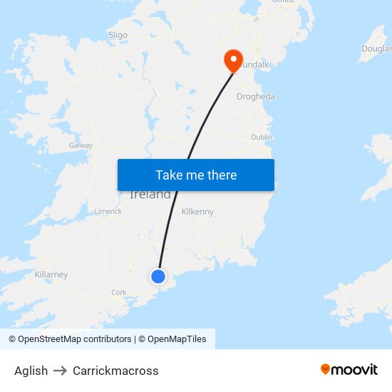 Aglish to Carrickmacross map