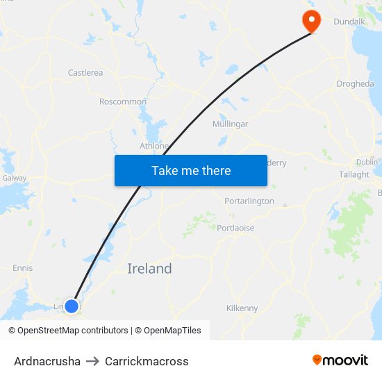 Ardnacrusha to Carrickmacross map