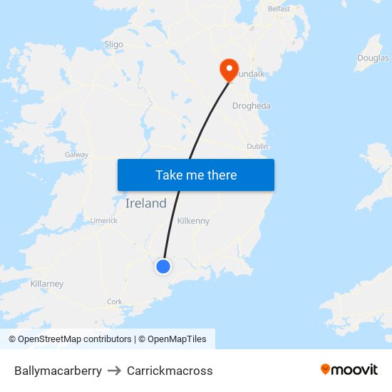 Ballymacarberry to Carrickmacross map