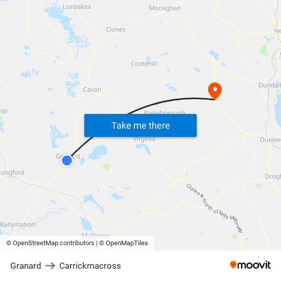 Granard to Carrickmacross map