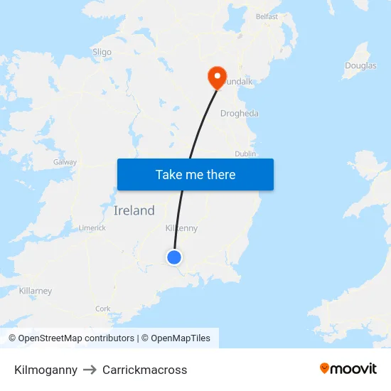 Kilmoganny to Carrickmacross map