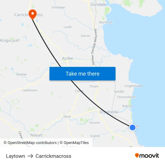 Laytown to Carrickmacross map