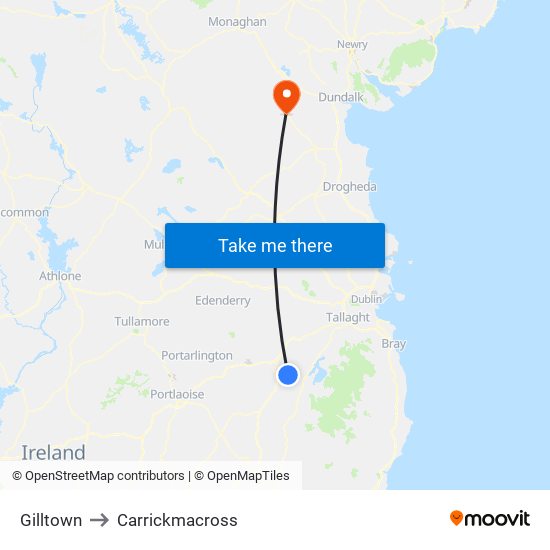 Gilltown to Carrickmacross map