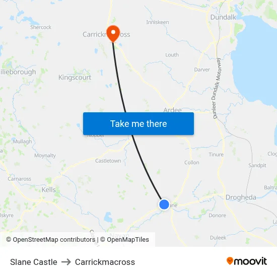 Slane Castle to Carrickmacross map