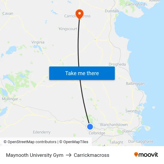Maynooth University Gym to Carrickmacross map